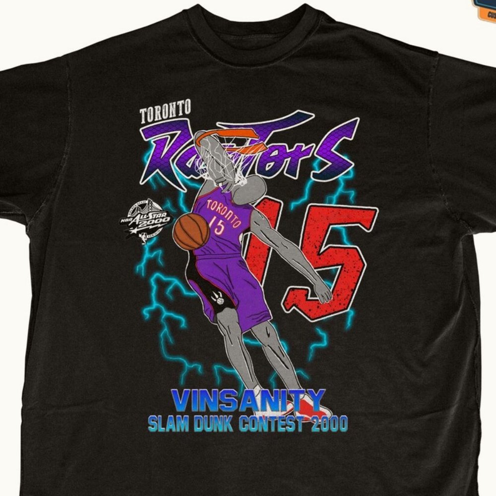 Vintage NBA Vince Carter Toronto Raptors Slam Dunk Contest Black T-Shirt